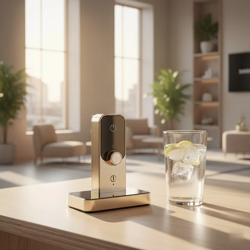 Nest x Yale smart lock on a wooden door